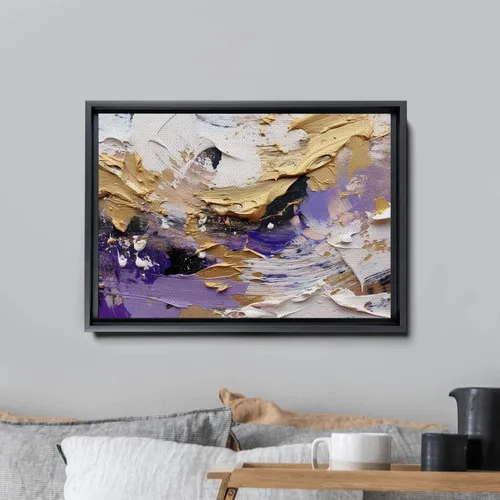 Vista 3 de Abstract Horizons, Canvas Painting - Fusion of Acrylic and, Creating Captivating Wall Art