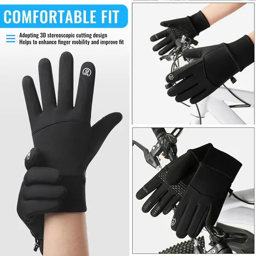 Vista 5 de Guantes de invierno para hombres y mujeres, guantes de correr ligeros y cálidos para pantalla táctil, guantes térmicos de punto