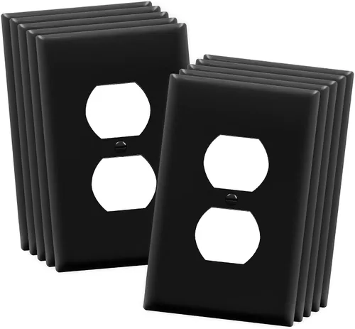 Vista 71 de ENERLITES Placa de pared dúplex para tomacorriente para receptáculos, cubierta de toma de corriente eléctrica jumbo, acabado brillante, de gran Negro
