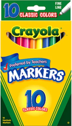 Vista 5 de Crayola 10 unidades marcadores clásicos punta fina., Paquete de 1, Variados