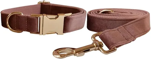 Vista 7 de Love Dream Juego de collar y correa de terciopelo para perro, suave y cómodo, correa ajustable y collar con hebilla de metal resistente para perros