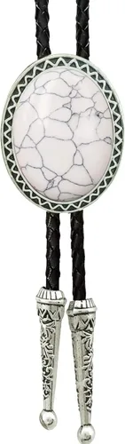 Vista 5 de SELOVO Genunie - Corbata de cuero con diseño de bolo nativo occidental Negro