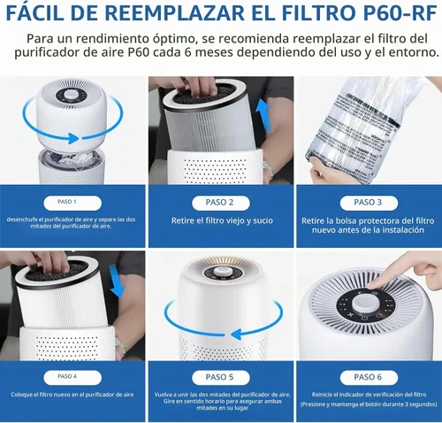 Vista 6 de 4 Pack P60 Replacement Filter for TPLMB/YARIKI P60 &Vhoiu KJ50 Air Purifier