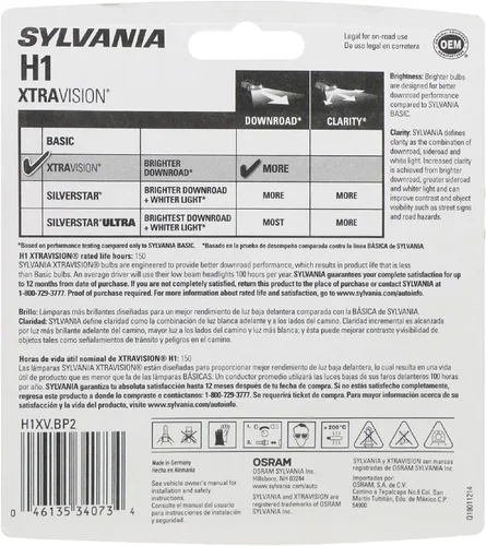 Vista 2 de Bombilla de faros halógenos XtraVision SYLVANIA 9003 (también compatible con H4), (paquete de 2), H1