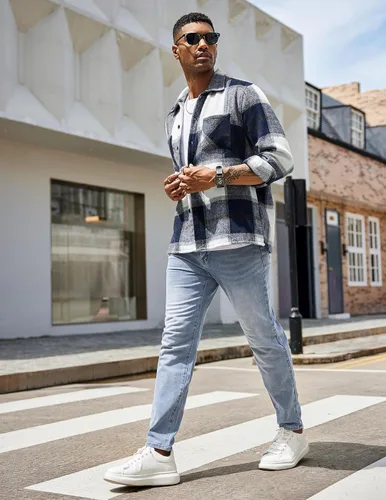 Vista 4 de COOFANDY Camisas de franela para hombre, casual, con botones, a cuadros, chaqueta de manga larga, chaqueta de forro polar con bolsillos
