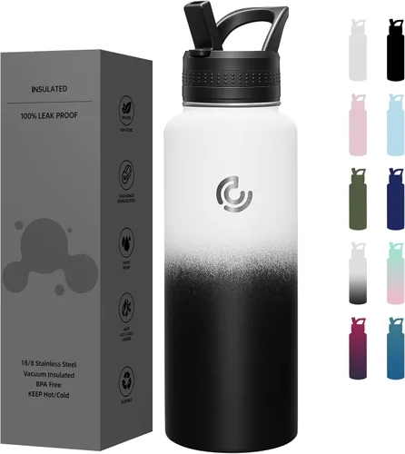 Vista 17 de COKTIK Botella de agua deportiva de 22 onzas, botella de agua de acero inoxidable para aislamiento térmico, botella de viaje reutilizable