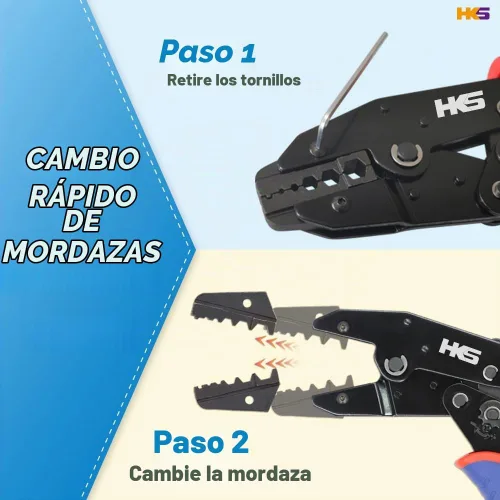 Vista 3 de HKS Juego de herramientas de crimpado de trinquete coaxial para conector coaxial RF de cable RG con 5 troqueles intercambiables
