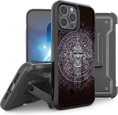 Vista 18 de Compatible con Apple iPhone 13 Pro Max Armor Kombo Kickstand Funda con clip para cinturón, híbrida, resistente, resistente, a prueba de golpes