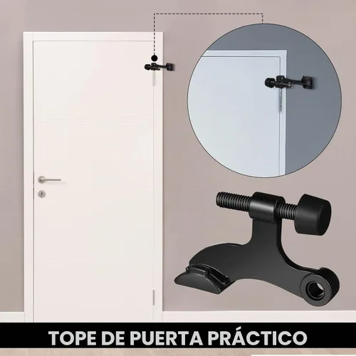 Vista 5 de Funrous - Tope de puerta de satén ajustable, 24 unidades, color negro