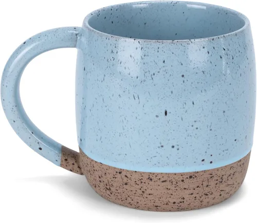 Vista 4 de Elanze Designs Paquete de 2 tazas de cerámica de 17 onzas con fondo sin procesar, color azul hielo