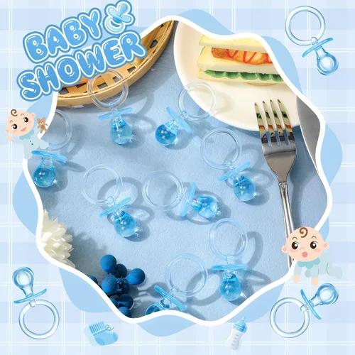 Vista 4 de Coume - 100 chupetes de 2.5 pulgadas para baby shower, fiesta, color azul