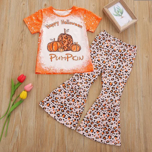 Vista 2 de Camiseta de manga corta con estampado de letras para bebé, 2 piezas, traje de primavera y verano