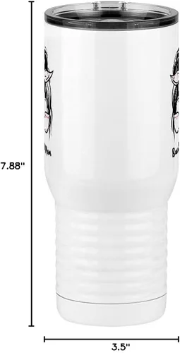 Vista 6 de Just So Posh Vaso de béisbol para mamá, taza de café de viaje con asa y tapa deslizante, color blanco de 20 onzas, color camello polar, acero
