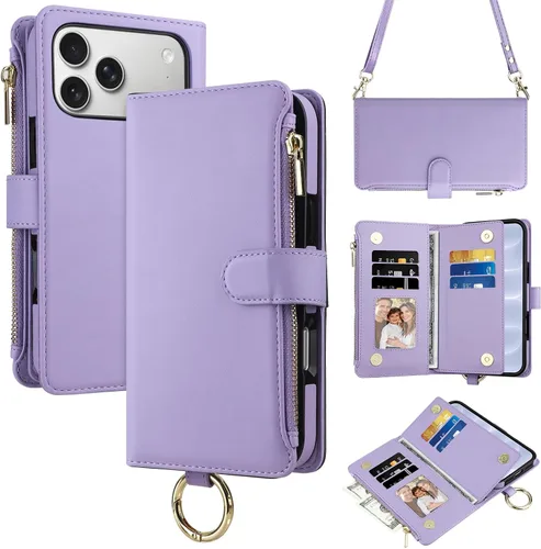 Vista 12 de Vofolen Funda tipo cartera para iPhone 16 con tarjetero y bloqueo RFID Negro