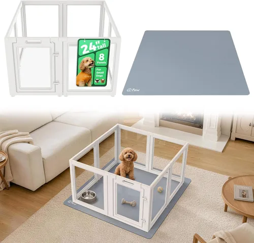 Vista 29 de FXW AuraSpace - Cerca acrílica para perros pequeños, para interiores, 24 pulgadas, 2 paneles, incluye 1 puerta y 1 panel, color negro