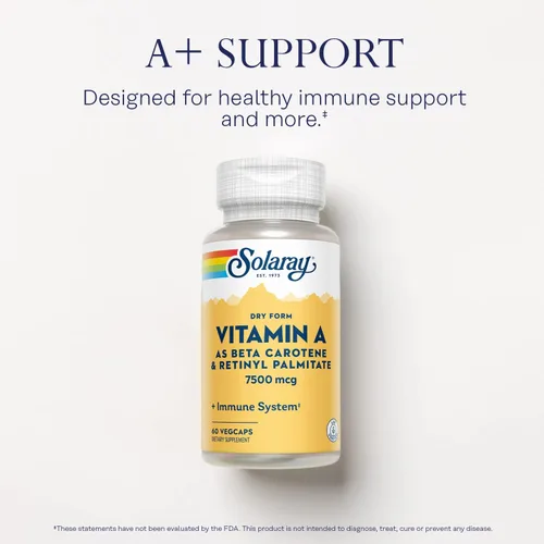 Vista 3 de SOLARAY Vitamina A de forma seca – Vitamina A como 60% betacaroteno y 40% palmitato de retinilo con polvo de zanahoria – Ojos, actividad