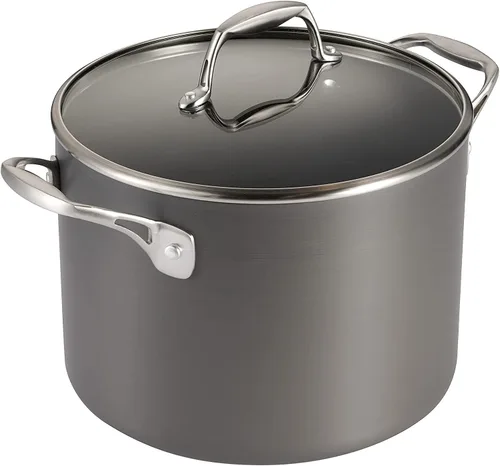 Vista 12 de Tramontina OnyxPro - Juego de 8 utensilios de cocina anodizados duros antiadherentes con tapas de vidrio, ollas y sartenes, apto para horno