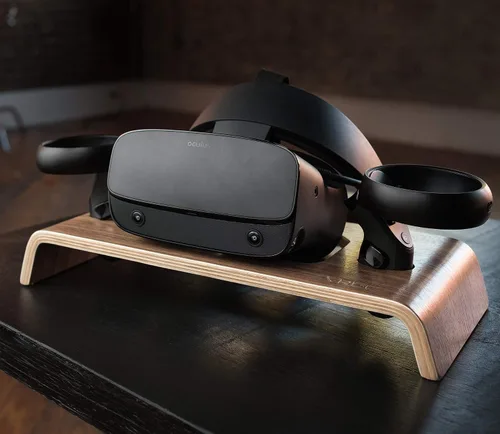 Vista 3 de VRGE - Premium Walnut Veneer Wood Storage Stand for Oculus Quest 2 - Rift - Rift S - VR Headset and Controllers