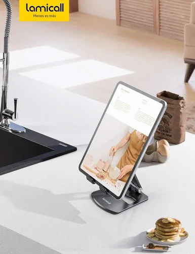Vista 7 de Lamicall - Soporte ajustable para tableta portátil - Soporte plegable para teléfono, rotación de 360°, montaje de escritorio para tabletas