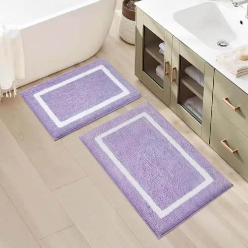 Vista 12 de HOMEIDEAS Juego de 2 alfombras de baño beige de 20 x 32 pulgadas + 16 x 24 pulgadas