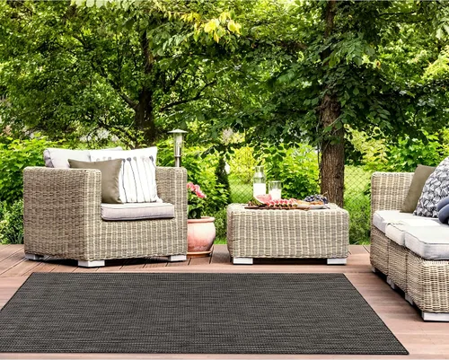Vista 18 de Liora Manne Carmel - Alfombra tejida de perfil bajo de fácil cuidado para interiores y exteriores, color aguamarina, 6 pies 6 pulgadas x 9 pies 4