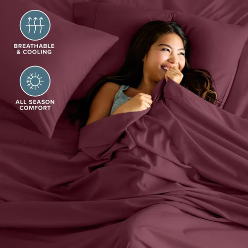 Vista 30 de Bare Home Sheet Set 1800 Ultra-Soft with 2 Pillowcases (Twin XL, Dark Blue)