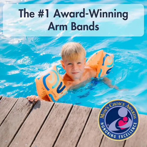 Vista 2 de Limmys Flotadores de brazo de alta calidad para niños, de 1 a 6 años, alas de agua inflables para nadar (ganador del premio Mom's Choice Award)