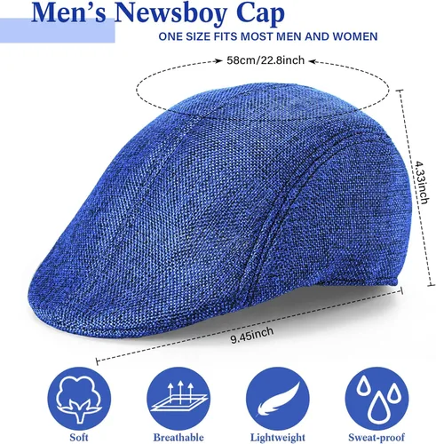 Vista 2 de Eurzom 11 piezas de gorra plana para hombre, sombreros irlandeses de periódicos para hombres, gorra de caza de taxista, tejido de algodón similar al