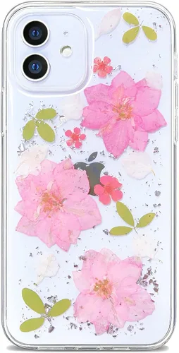 Vista 13 de Abbery - Funda diseñada para iPhone 12/12 Pro con purpurina, transparente y linda con diseño de mariposa, correa para la muñeca, brillante