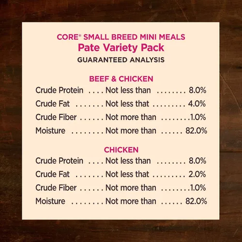 Vista 7 de Wellness CORE - Paquete variado de mini comidas en paté para razas pequeñas, comida húmeda para perros adultos, sin granos, natural, 3 onzas