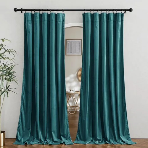 Vista 91 de RYB HOME Cortinas opacas de terciopelo para dormitorio, aislamiento térmico, privacidad, luz solar, bloqueo de calor, cortinas lujosas con bolsillo