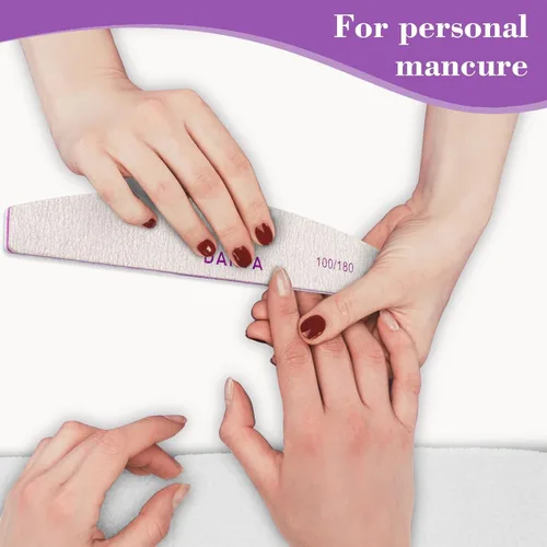 Vista 4 de DARYA Limas de uñas (12 piezas) de doble cara de grano 100/180 para uñas acrílicas, lima de uñas naturales, duraderas, lavables, lima de uñas