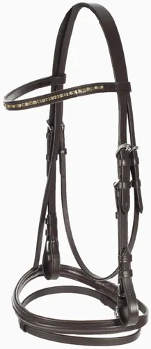 Vista 9 de HORZE Weston - Brida de cuero acolchada con muserola flash y riendas de tela Brida inglesa para caballos Negro
