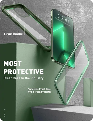 Vista 3 de i-Blason Ares - Funda para iPhone 13 Pro Max de 6.7 pulgadas [protector de pantalla integrado] [protección de grado militar] Funda transparente