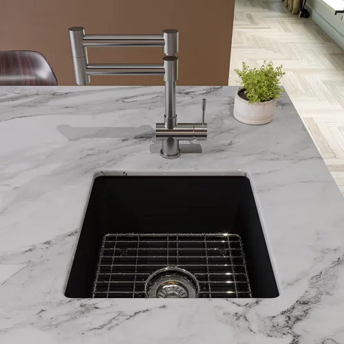 Vista 2 de ALFI brand ABF1818S-BM - Fregadero de cocina, negro mate
