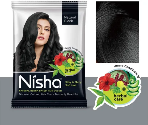 Vista 2 de Nisha Tinte de color a base de henna para cabello (0.3 onzas (paquete de 6), negro natural