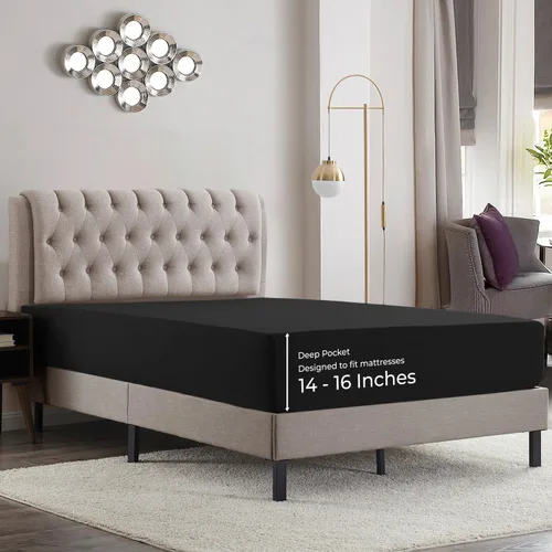 Vista 12 de Empyrean Bedding Sábanas de cama individual – Sábana bajera ajustable de 14 a 16 pulgadas individual – Sábana bajera súper suave individual – Sábana