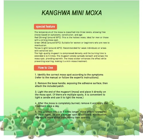 Vista 2 de Kanghwa Mini Moxa, rollo de palo de hierbas, 180 piezas por caja (verde)