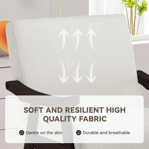 Vista 12 de COMHOMA Silla decorativa, silla moderna de mediados de siglo con reposabrazos de madera maciza, cómodo sillón tapizado de lectura para sala