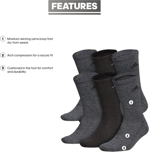 Vista 2 de adidas comodidad acolchada Athletic 6-Pack Crew Calcetines Hombre