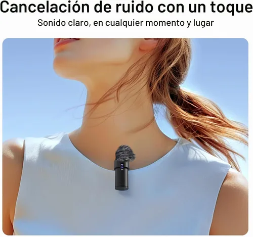 Vista 4 de Rythflo Micrófono Lavalier inalámbrico para iPhone/Android/iPad (2 TX + 2 RX + estuche de carga), mini micrófono con reducción de ruido, batería