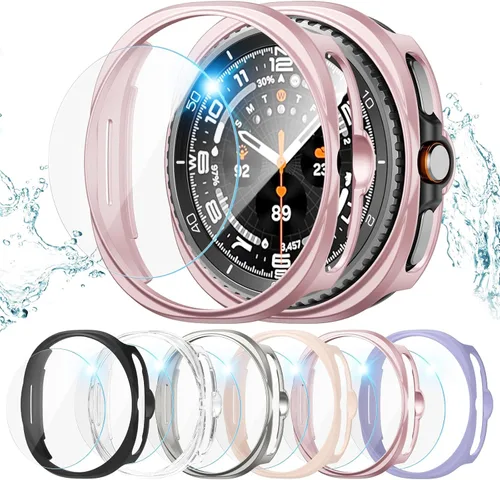 Vista 15 de Pack de 12 fundas para Samsung Galaxy Watch 6 de 40 mm, protector de pantalla con cubierta de policarbonato duro y película protectora de vidrio