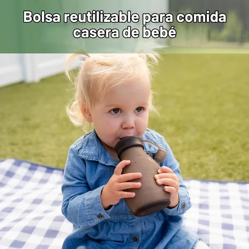 Vista 2 de haakaa Hippo - Bolsa Goody de silicona de apertura ancha – Bolsas reutilizables de 9 oz/260 ml para niños pequeños, bolsas reutilizables para Gris