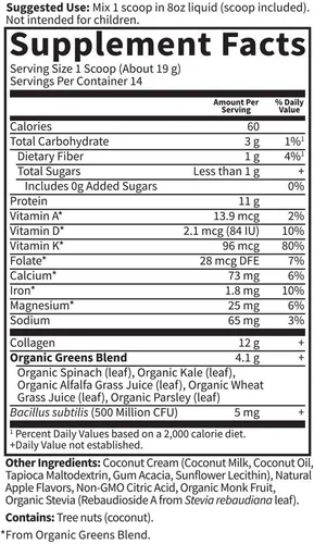 Vista 6 de Garden of Life - Grass Fed Collagen Beauty - Polvo de colágeno para mujeres y hombres, sabor granada y arándano, 20 porciones, para las uñas, piel
