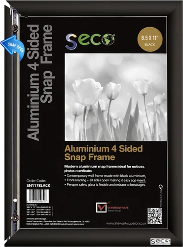 Vista 15 de Marco para póster Sseco – Stuart superior frontal carga fácil de abrir Snap, color Plata anodizado marco (sn1144), Plateado