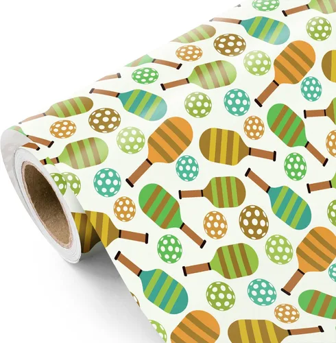 Vista 10 de WRAPAHOLIC Rollo de papel de regalo de béisbol - Rollo mini - 17 pulgadas x 9.8 pies - Papel de regalo deportivo clásico de béisbol, perfecto
