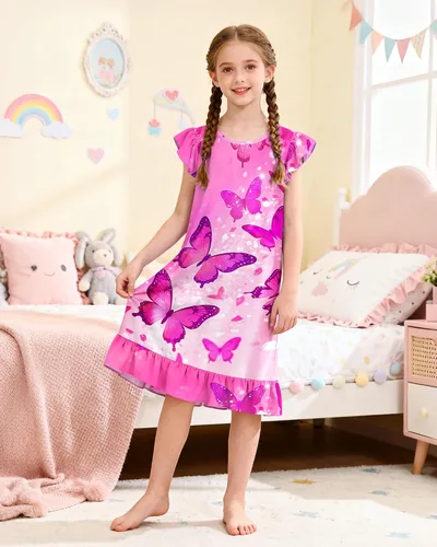 Vista 3 de Sylfairy - Camisones de dormir para niñas, pijamas de unicornio con diseño de princesa para niñas, prendas de dormir