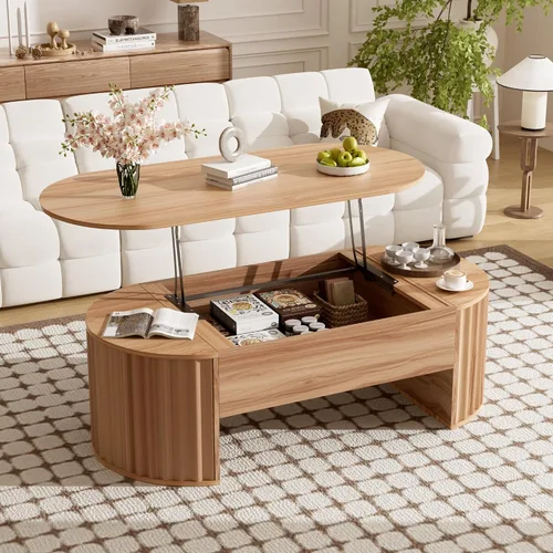 Vista 12 de Mesa de Centro Cuadrada de 35.43'' para Sala de Estar Mesa de Centro Acanalada Mesa Central Moderna con Pedestal para Apartamento Negro