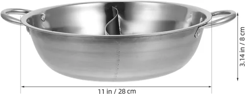Vista 2 de Hemoton Olla caliente de acero inoxidable con divisor Olla de doble cara para estufa de inducción Estufa de gas para cocinar dos caldos