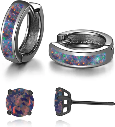 Vista 81 de CiNily Aretes Huggie de ópalo con bisagras, chapados en oro, hipoalergénicos, pequeños aretes de aro para mujeres, adolescentes, niñas, hombres